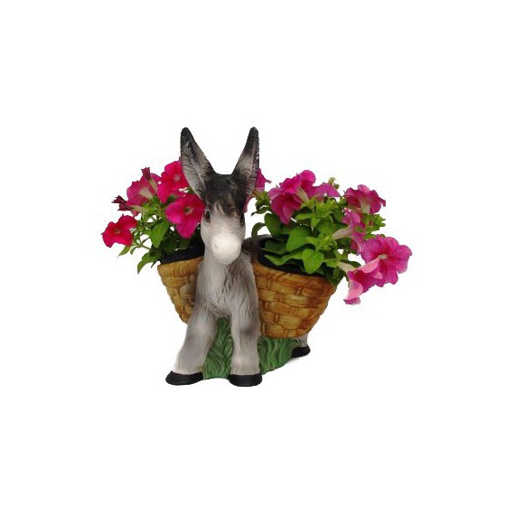 Burro con alforjas y plantas