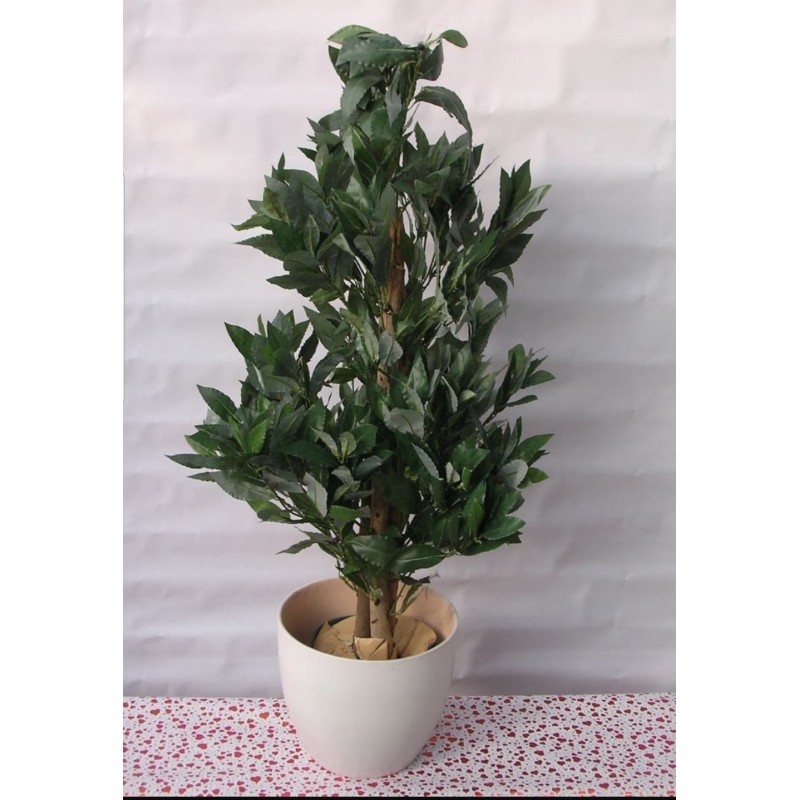 Árbol De Laurel Artificial 120cm - Maceta Negra Incluida - Hojas Realistas Con Bayas - Ideal Para Decoración
